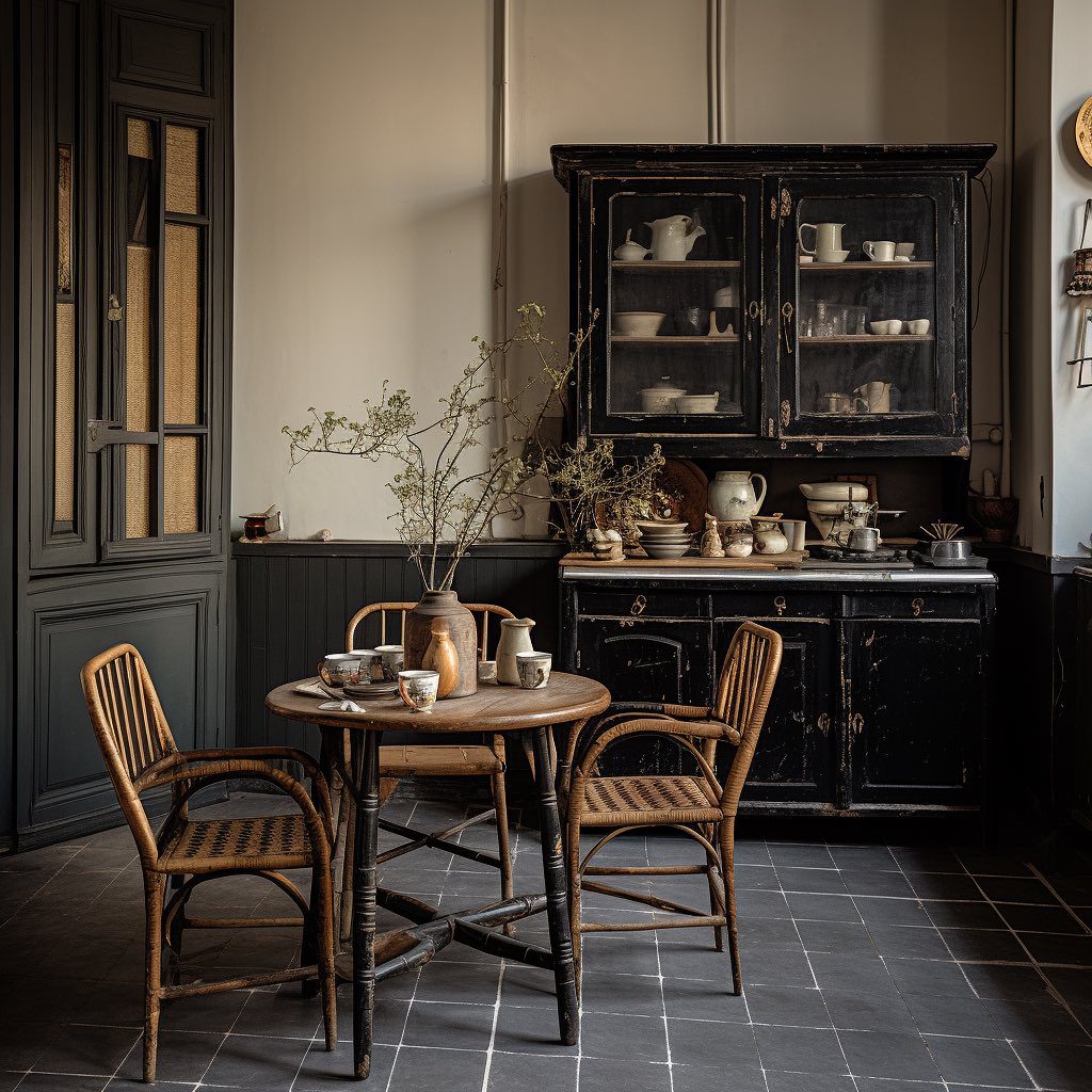 A rustic kitchen nook with a touch of bygone charm