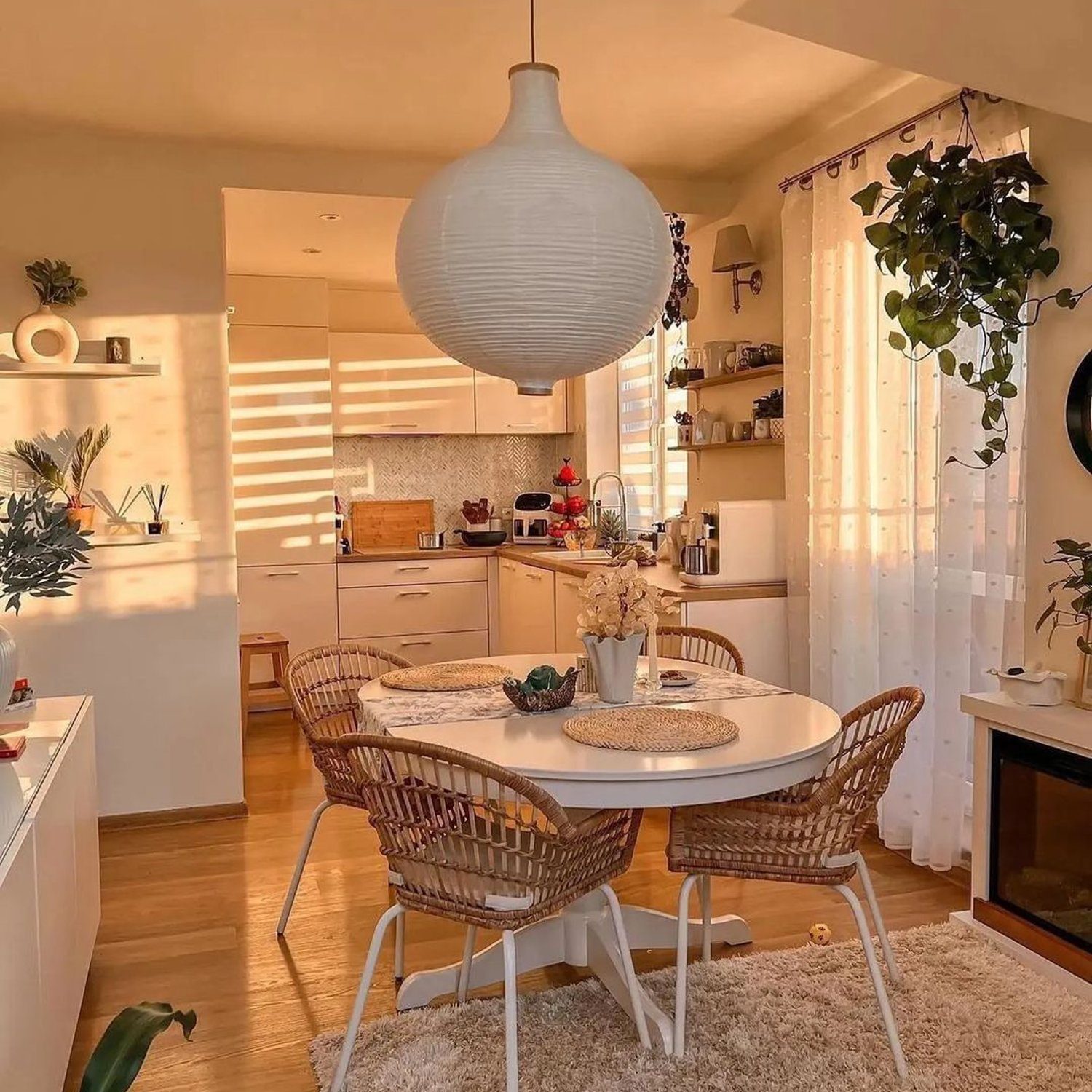 Cozy dining nook with natural light