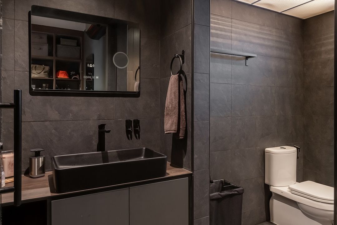 Modern grey bathroom with sleek fixtures